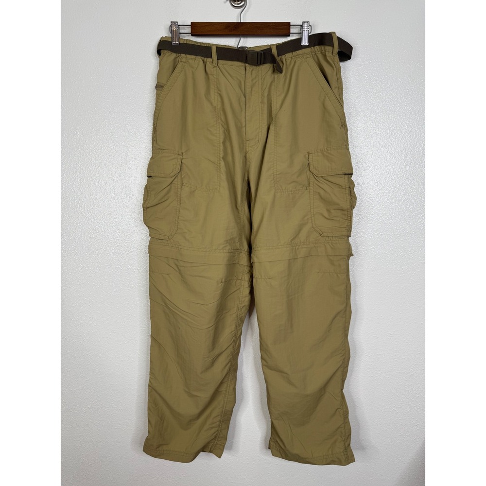 REI Co-op Mens‎ Convertible Hiking Cargo Pants Khaki Tan UPF 50 Large 30L Belted